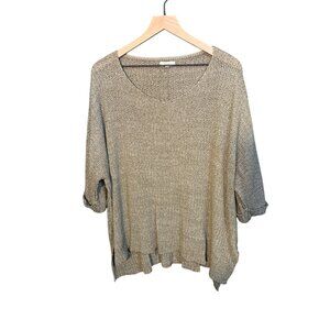 Easel Womens Beige Knit Oversized Sweater 1X Lightweight Casual